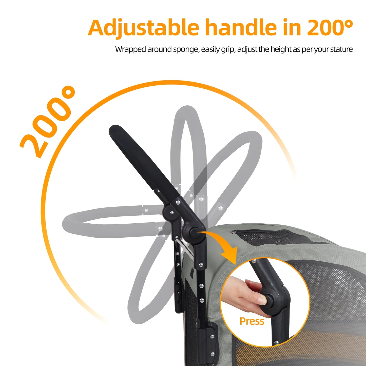Portable Dog Stroller 4 Wheel Foldable Travel Carrier for Pets
