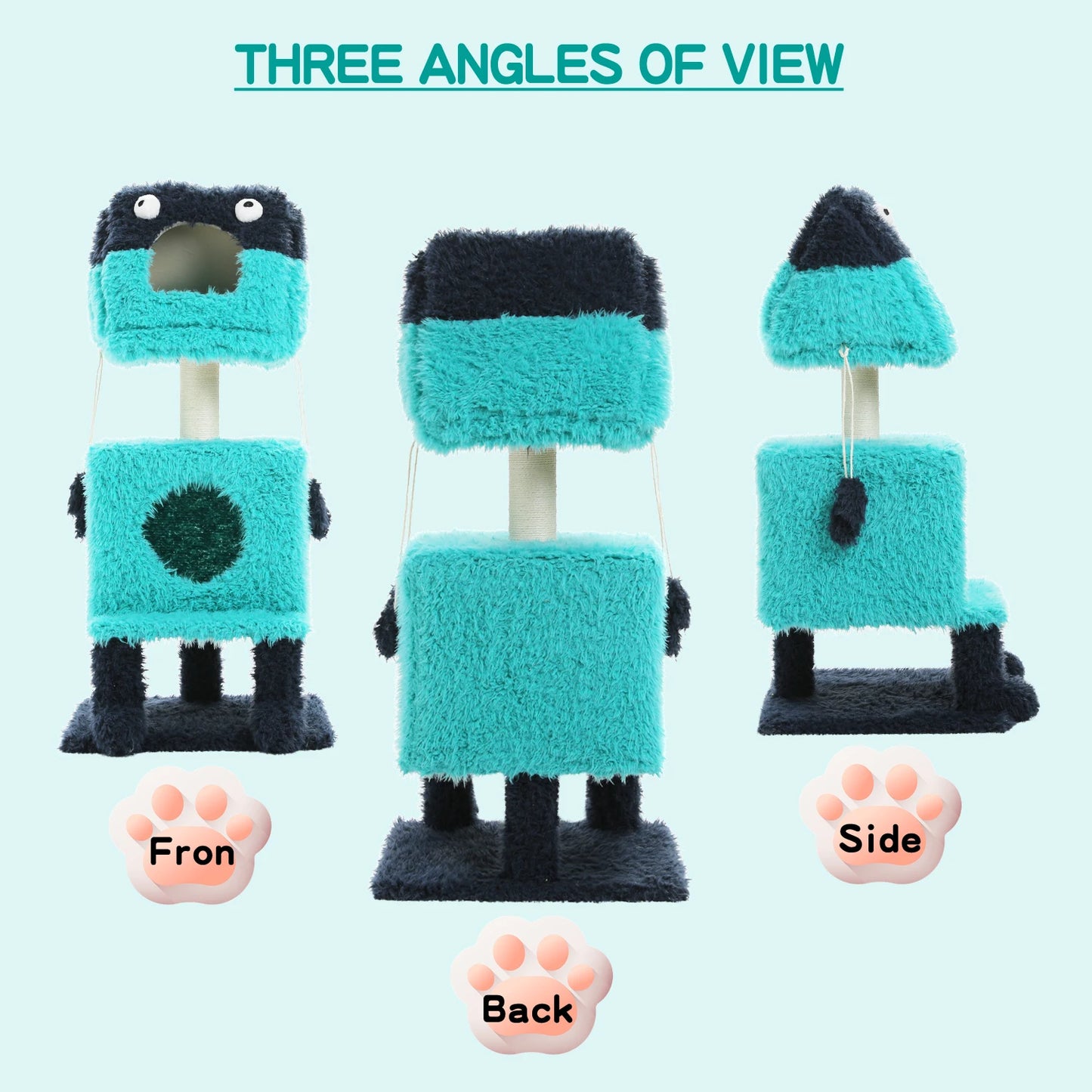 PETEPELACN Monster Series Cute Cat Tree Tower With Plush Condos Scratching Post