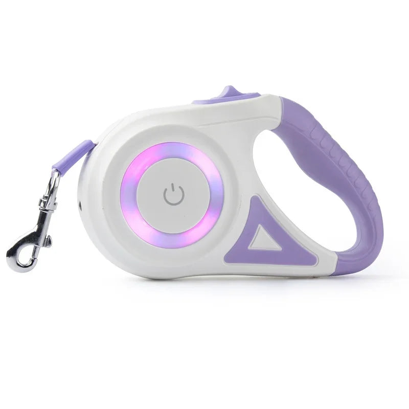Automatic Retractable Dog Leash With LED Flashlight Nylon Durable