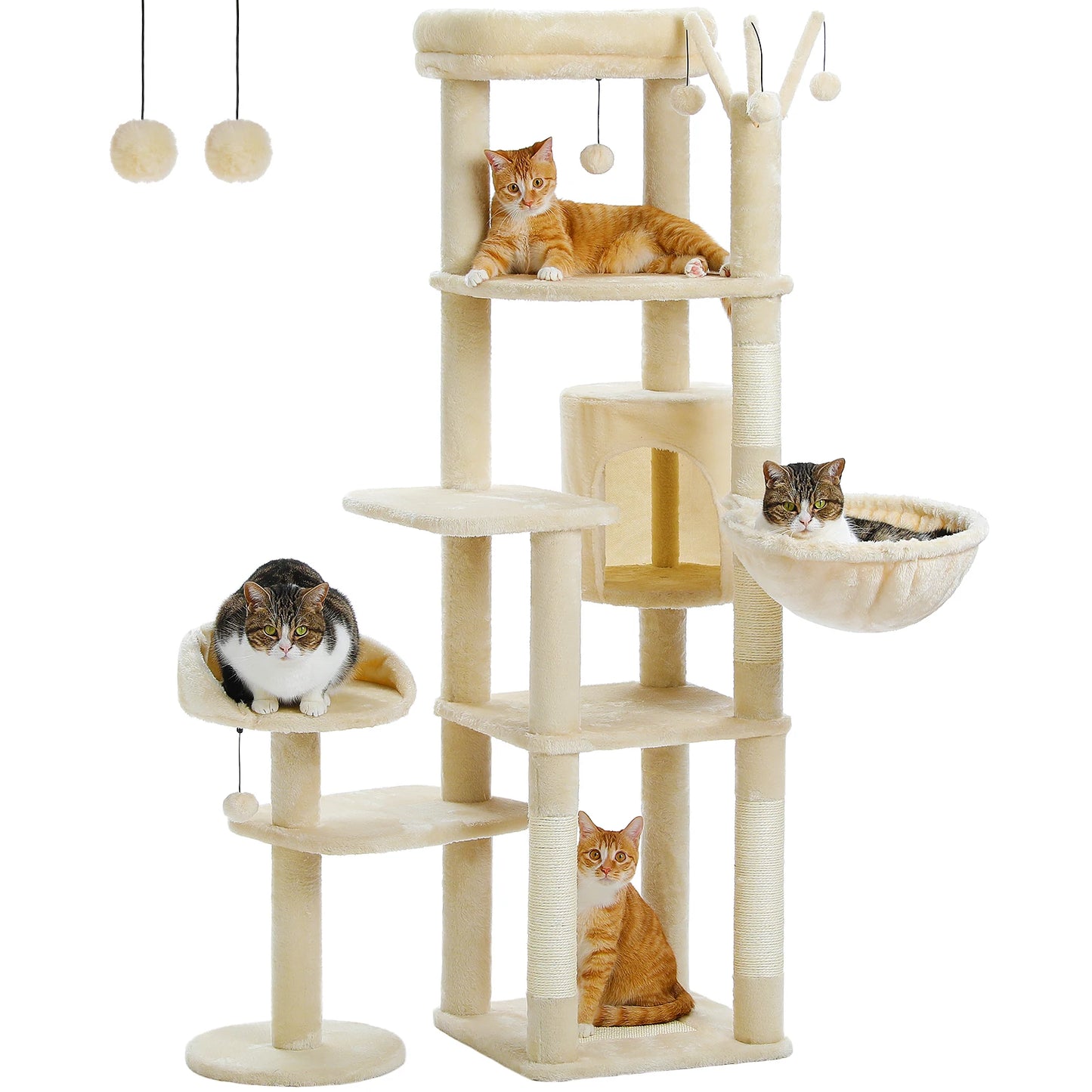 PEQULTICN Multi Level Cat Tree With Scratching Post Hammock