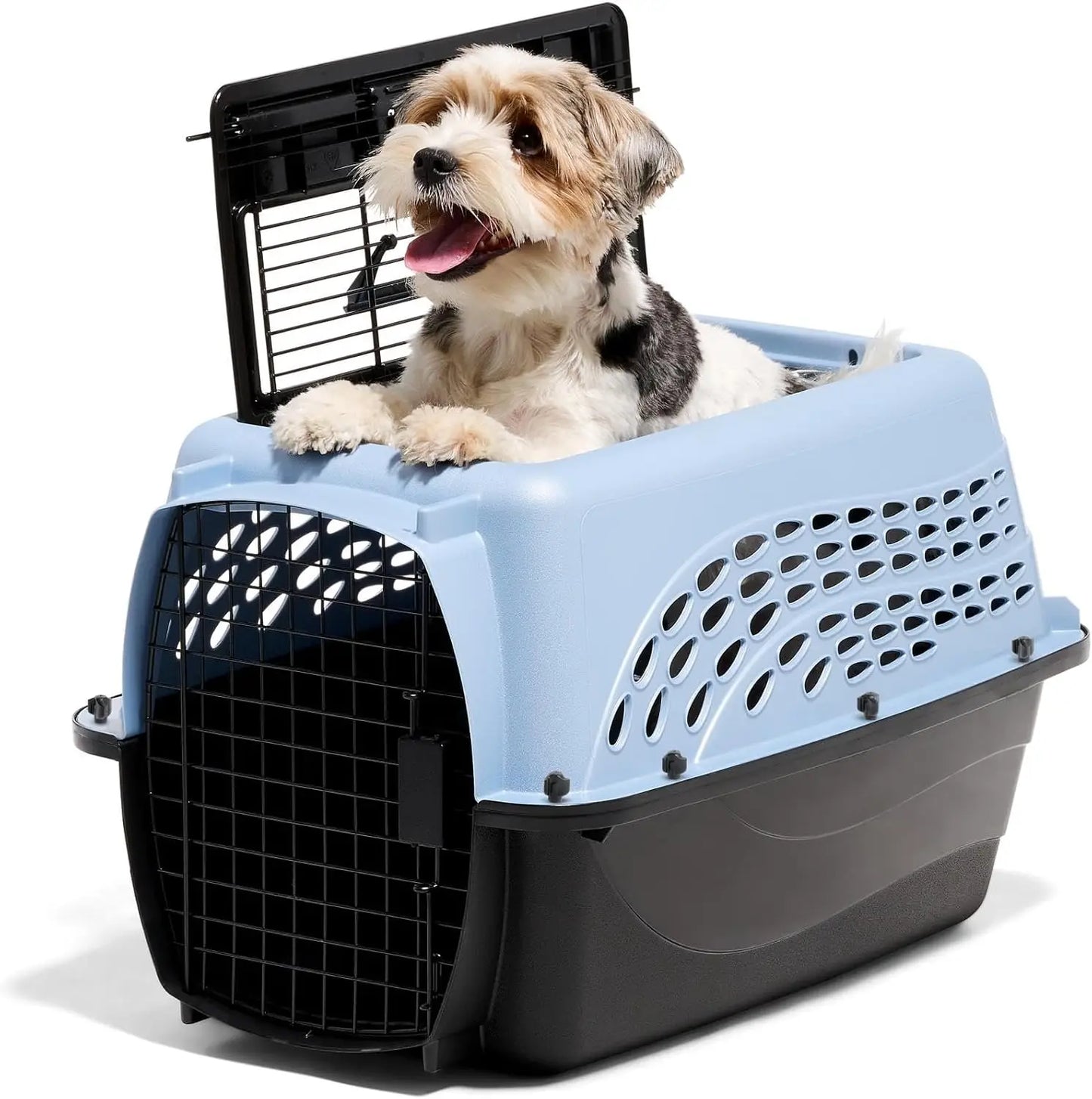 Two-Door Plastic Pet Kennel Airline-Approved Carrier For Small Pets