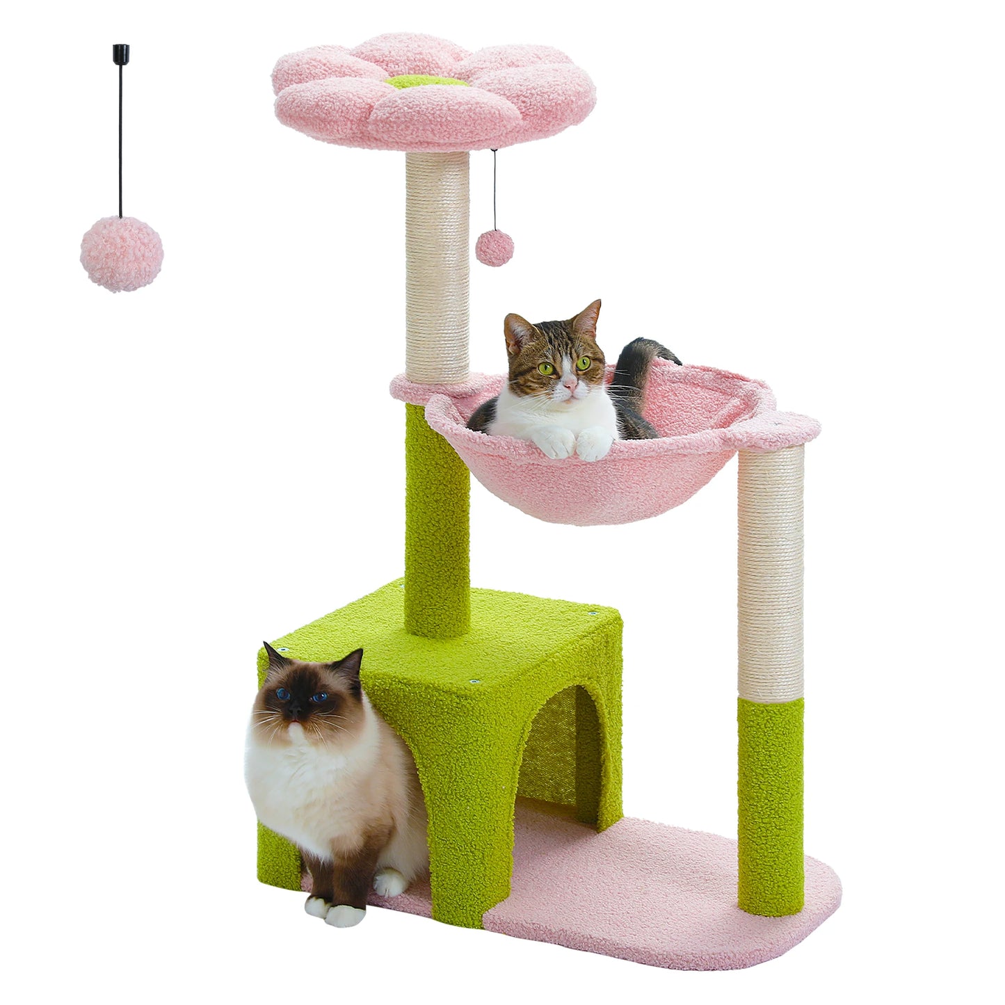PETEPELACN Flower Cat Tree With Sisal Posts Hammock