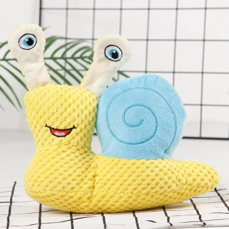 Hign-concerned Chemical Snail Shaped Bite Resistant Plush Squeaky Dog Toy