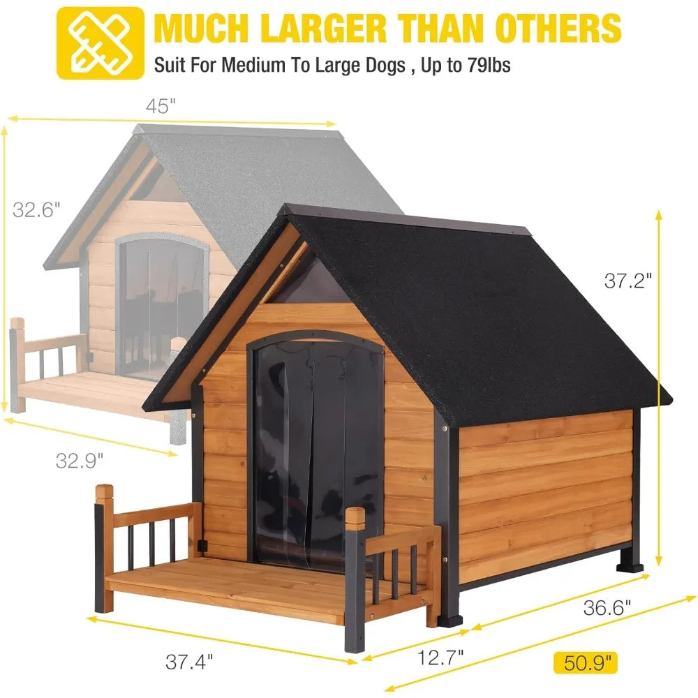 Outdoor Heated Dog House With Insulated Wood Metal Frame
