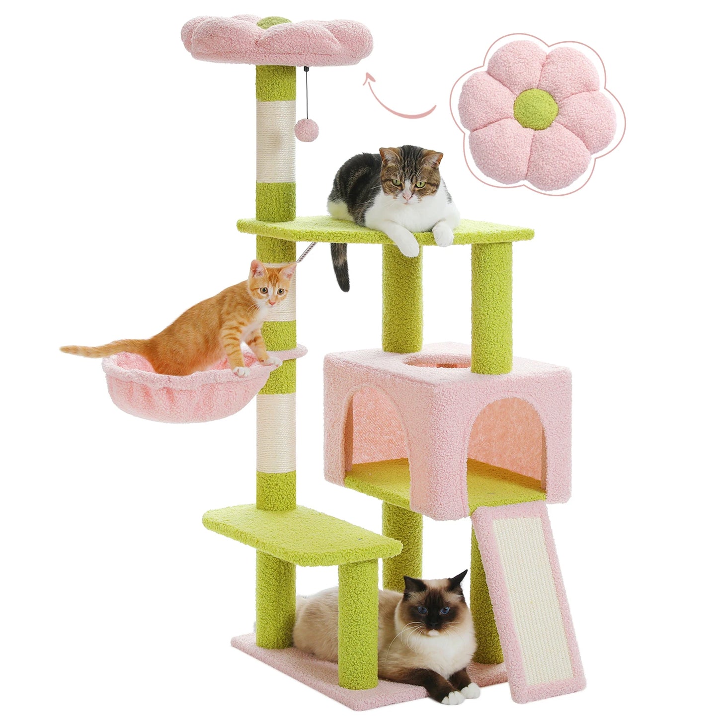 PEQULTI Flower Cat Tree Cat Tower Sisal Scratching Posts