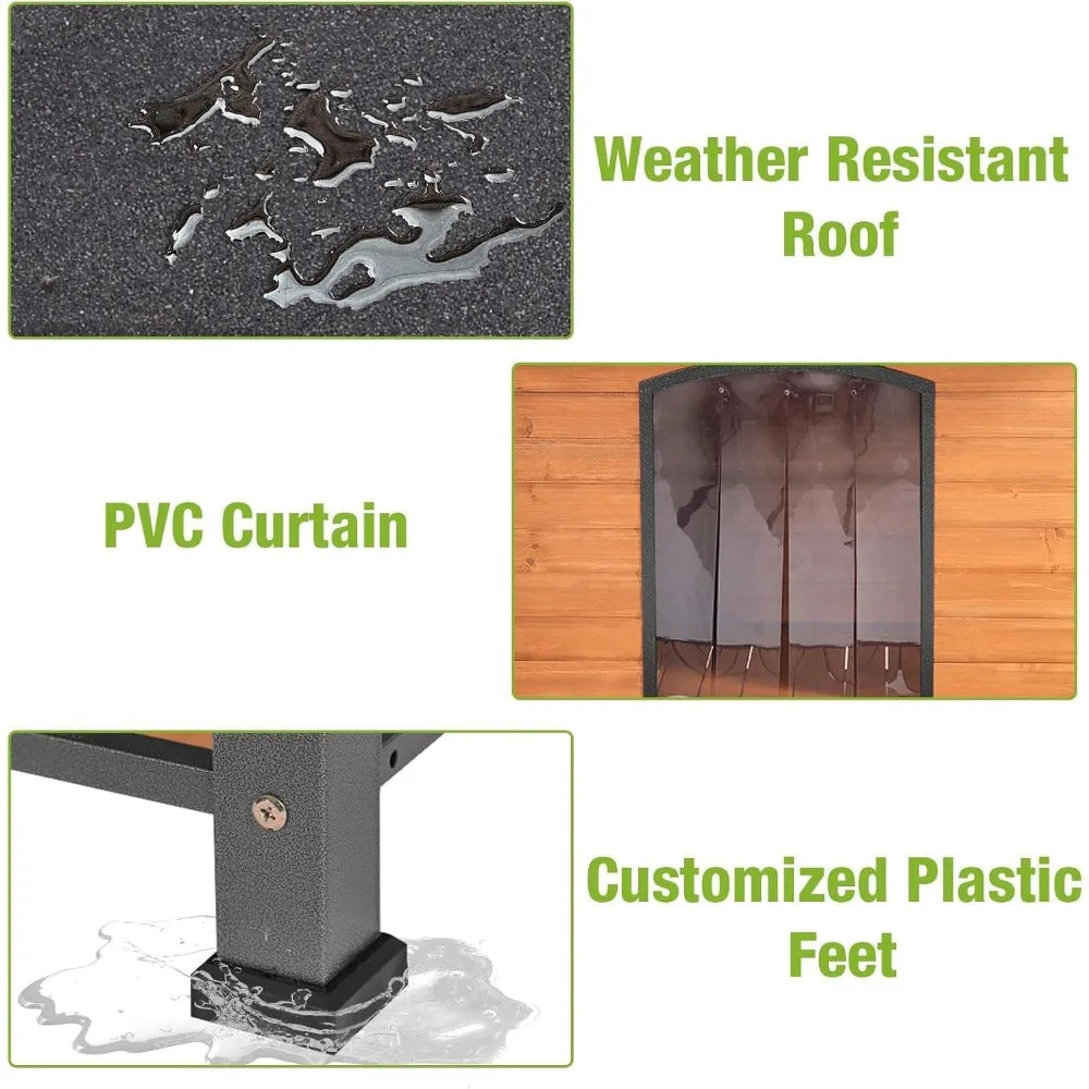 DAFIFY Outdoor Insulated Dog House With Metal Frame Weatherproof