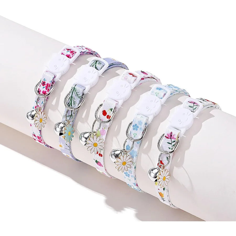 Hign-concerned Floral Cat Collar Set With Breakaway Safety