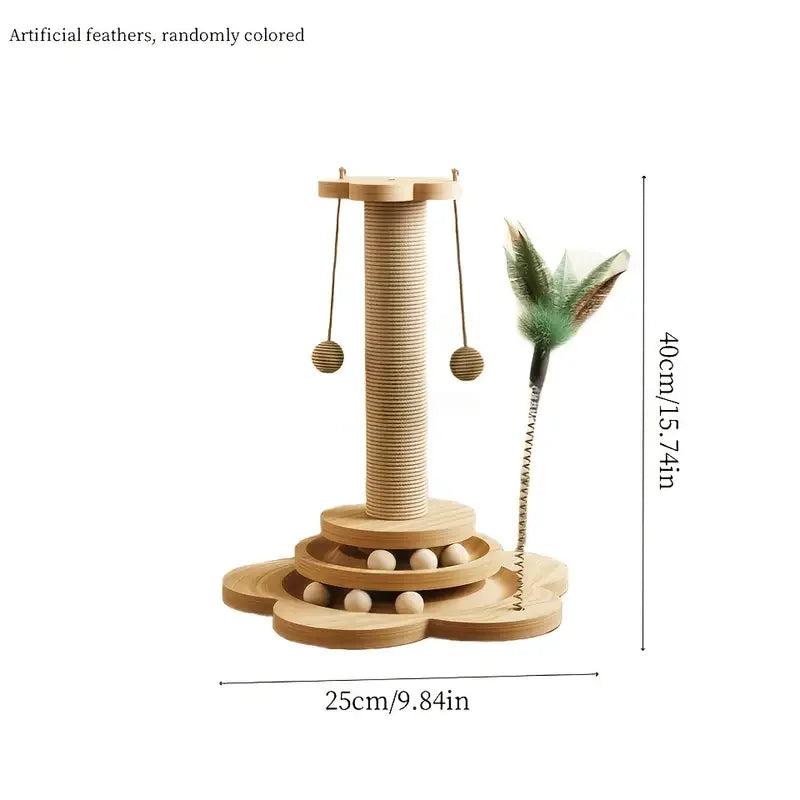 Cat Scratch Board Rotating Platform Wooden Fiber Chew Toy