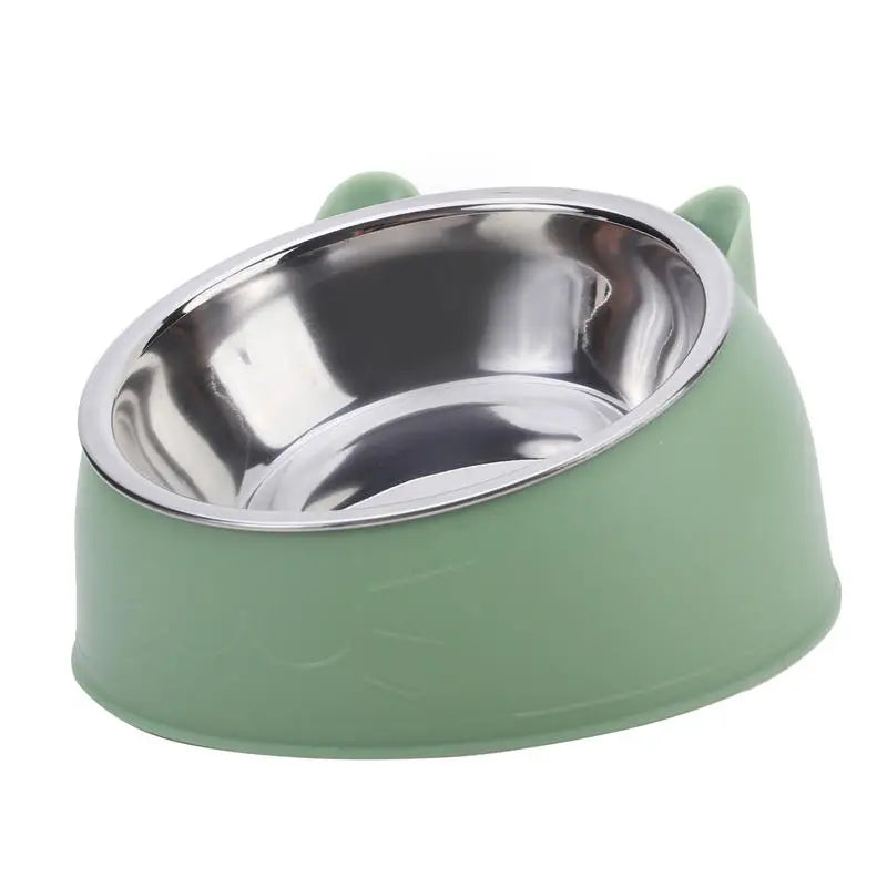 High Concerned Stainless Steel Cat Bowl Inclined Feeding Dish