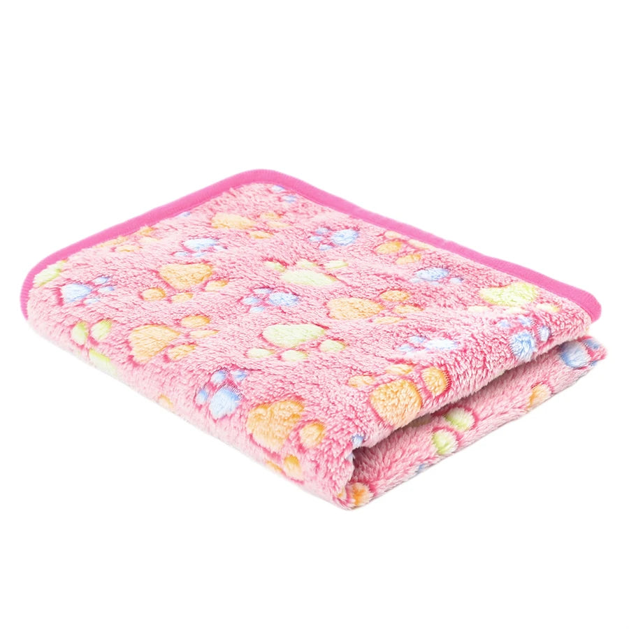 Soft Fluffy Pet Blanket Fleece Paw Print Mat for Dogs