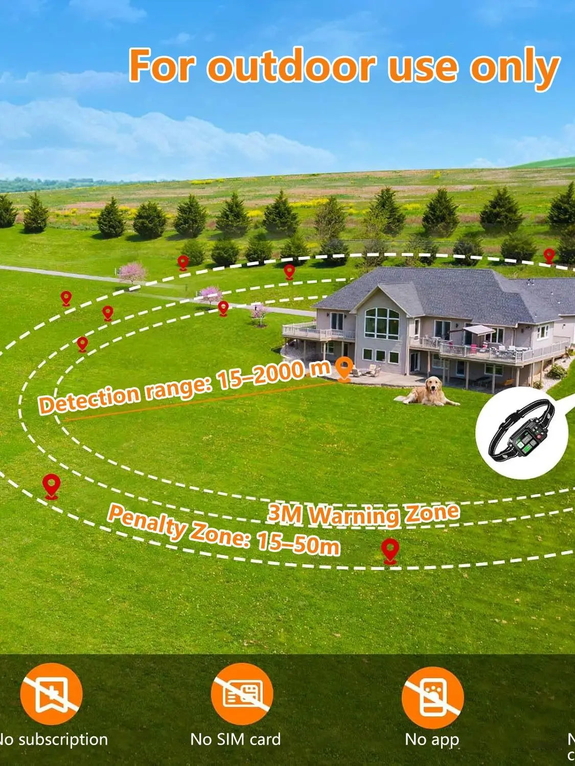 Petedu GPS Wireless Dog Fencing System With GPS Satellite Technology