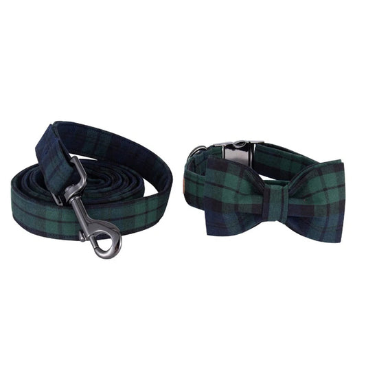Unique Style Paws Dog Collar And Leash Set Soft Bowtie