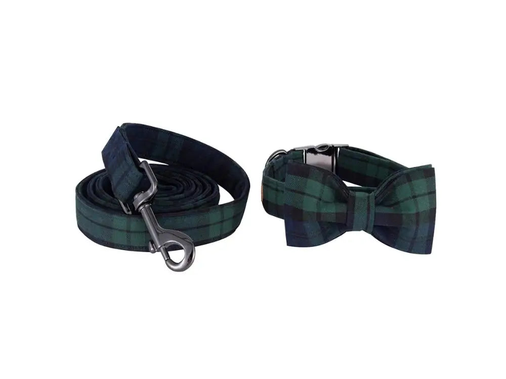 Unique Style Paws Dog Collar And Leash Set Soft Bowtie