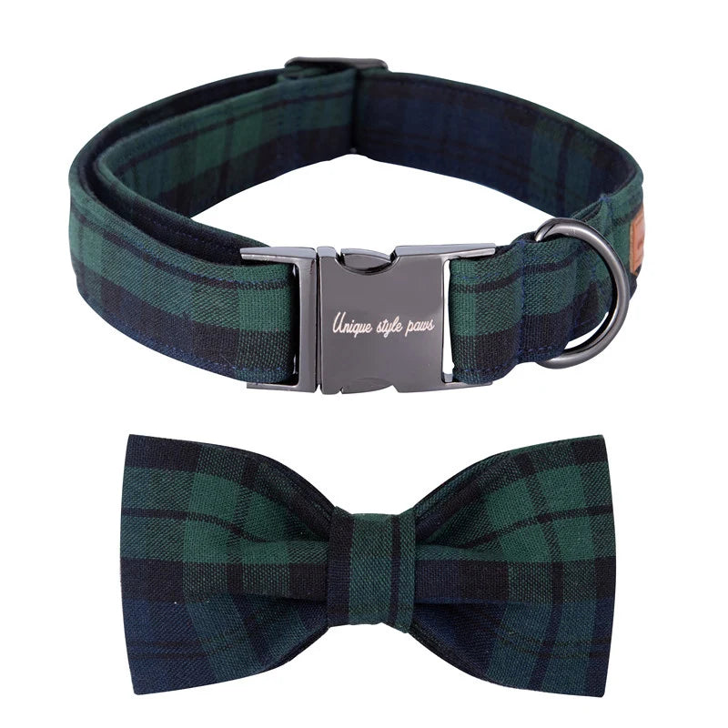 Unique Style Paws Dog Collar And Leash Set Soft Bowtie