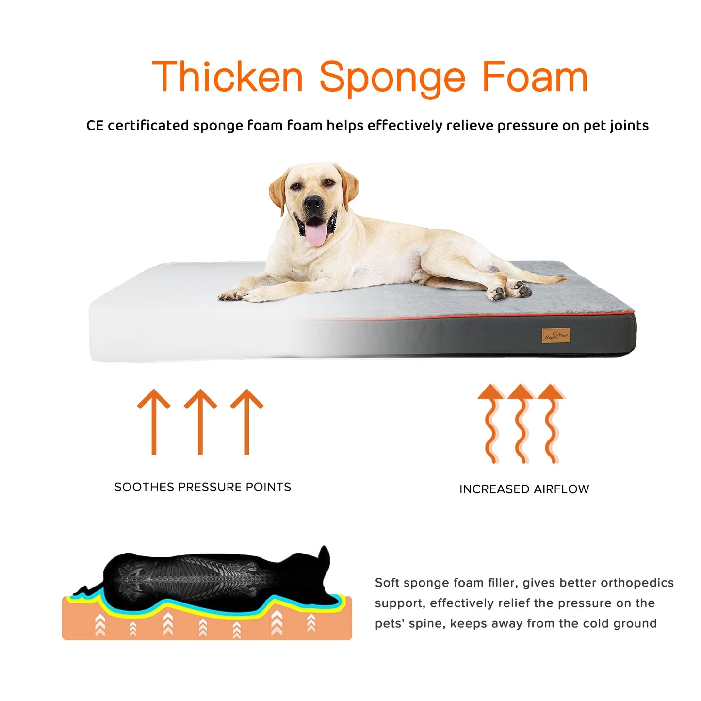 BINGOPAW Orthopedic Dog Bed With Memory Foam Waterproof Removable Cover