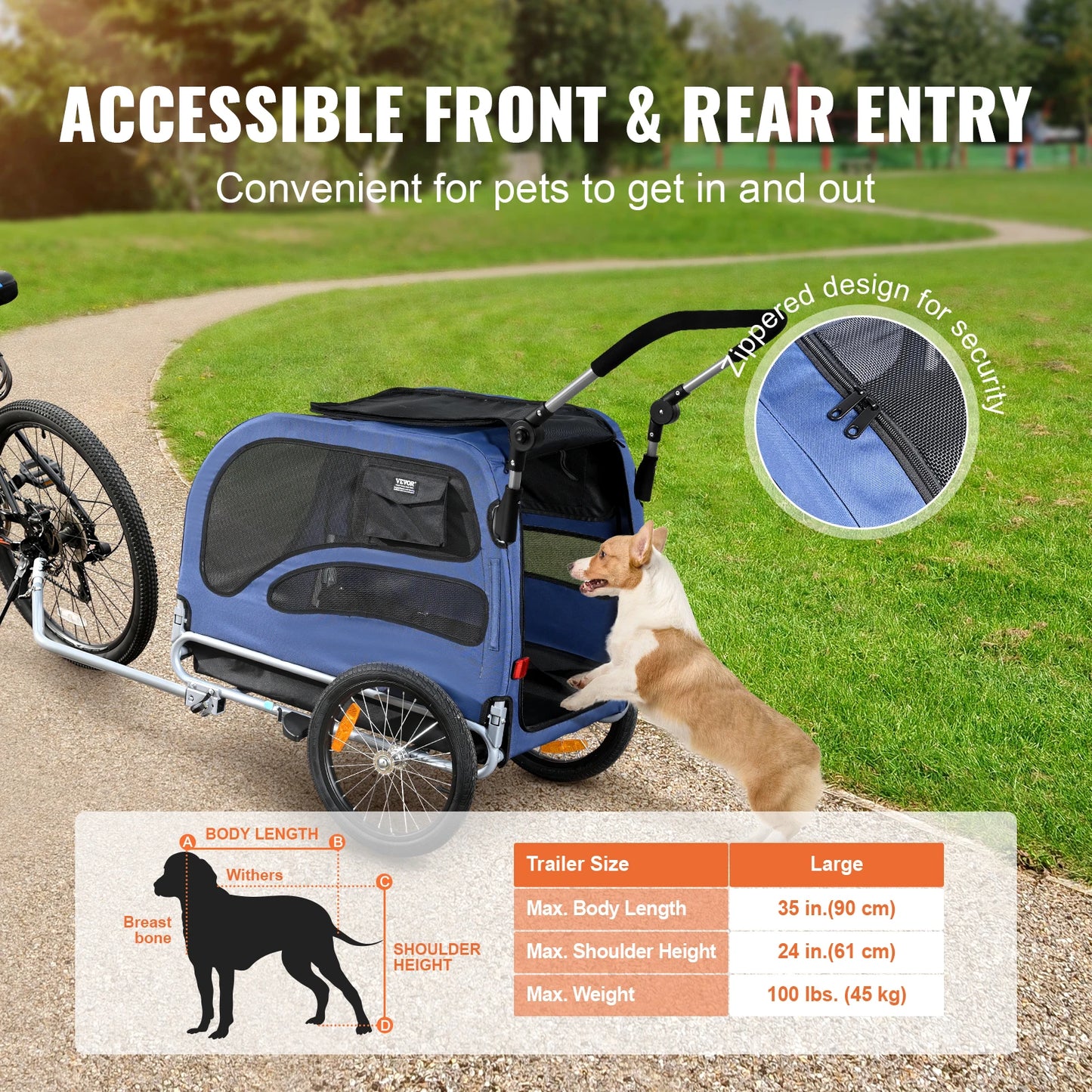 SucceBuy Universal Dog Bike Trailer Two-in-One Pet Stroller