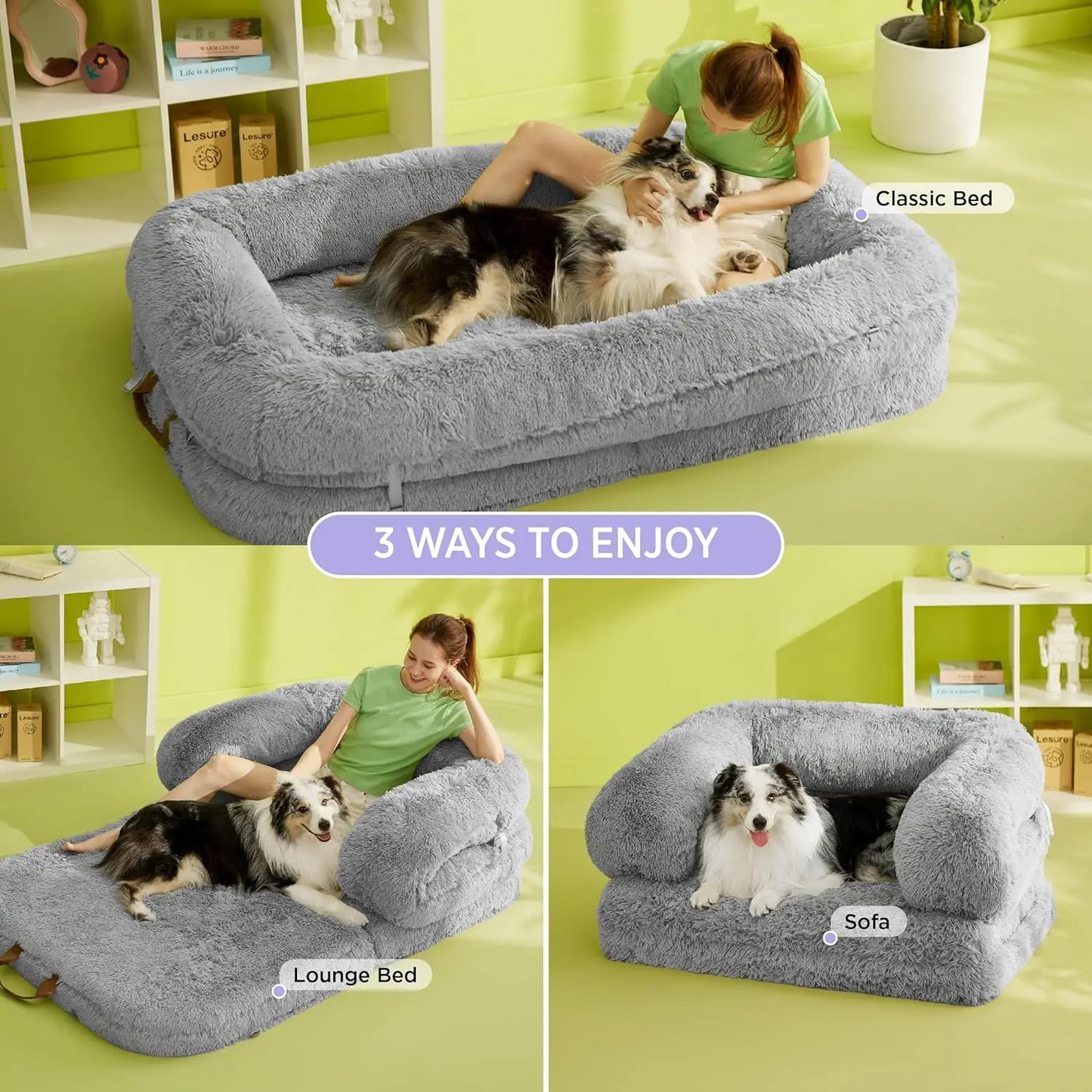 Foldable 3 In 1 Pet Bed With Orthopedic Foam And Waterproof Cover