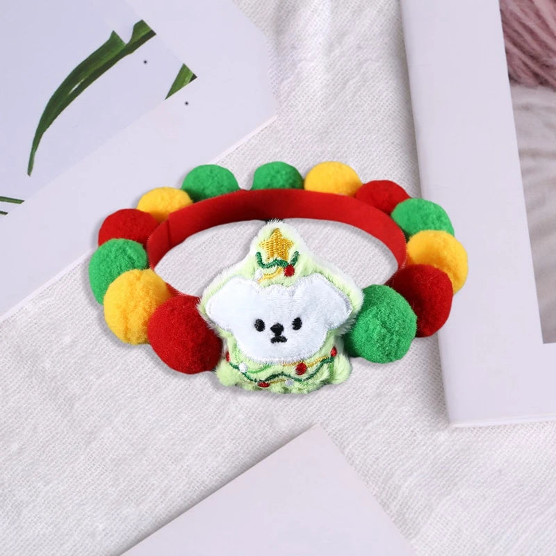 Guangdong Festive Pet Holiday Collar With Fluffy Pom Pom