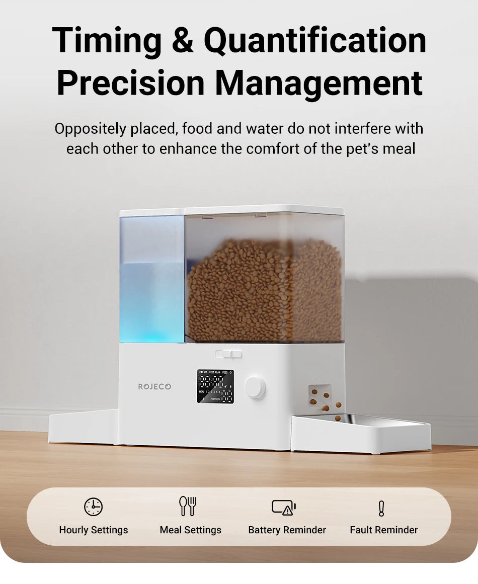 ROJECO 2In1 Automatic Pet Feeder And Water Fountain