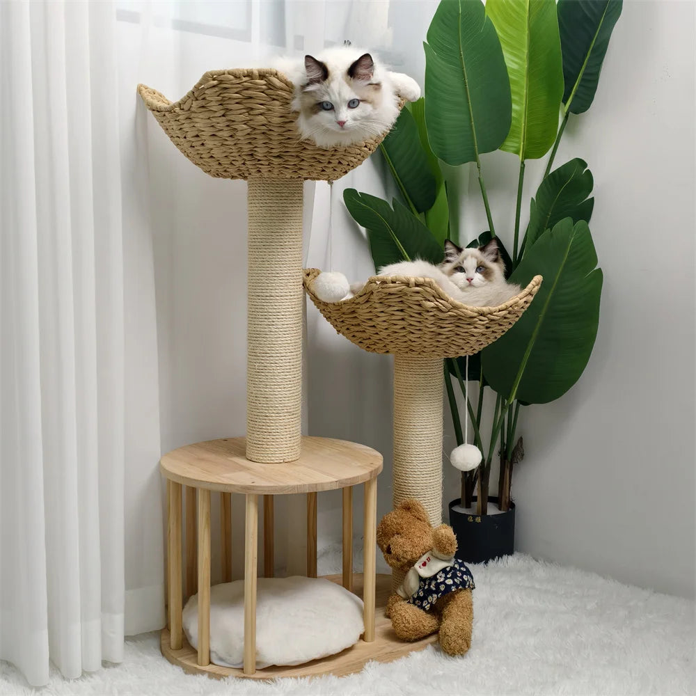 BORWARTCN Three Tier Cat Tree Plush Napping Perches Kitten Condo