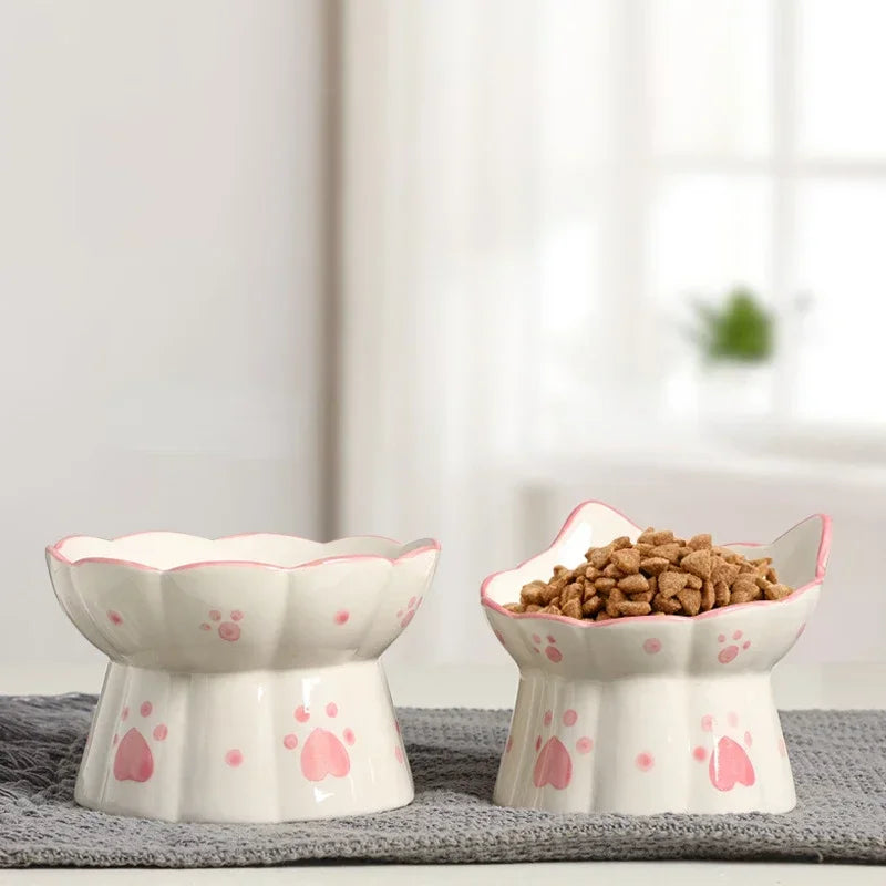 Ceramic Elevated Pet Bowl Set for Dogs and Cats