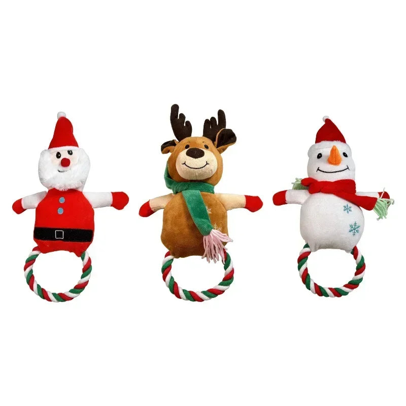Hign-concerned Pet Christmas Plush Dog Toys Santa Claus Snowman Elk
