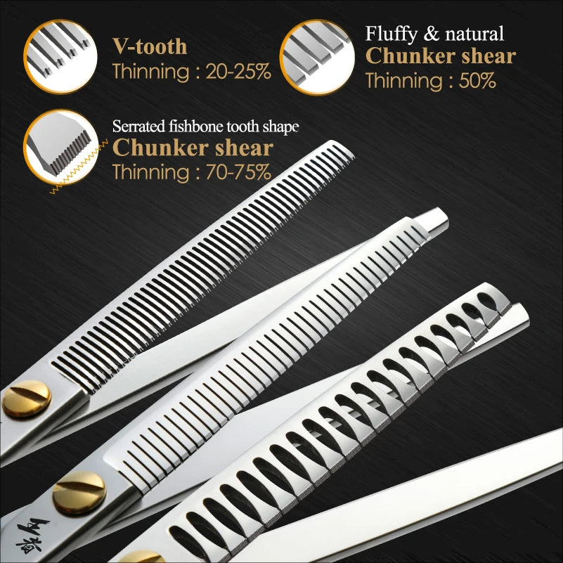Fenice King Series VG10 Steel Dog Grooming Scissors Straight Curved Thinning
