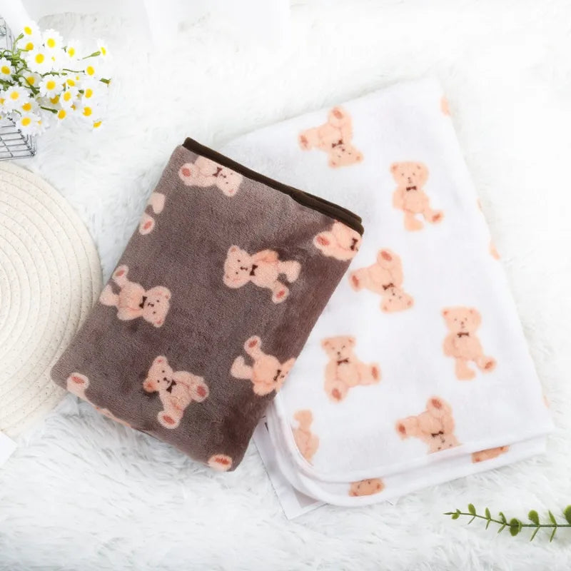 Soft Fluffy Pet Blanket Fleece Paw Print Mat for Dogs