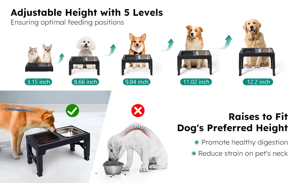 2-In-1 Elevated Slow Feeder Dog Bowls With Foldable Stand