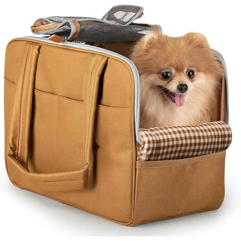 Dog Purse Carrier Cotton Padded Interior Breathable Mesh Comfortable Strap