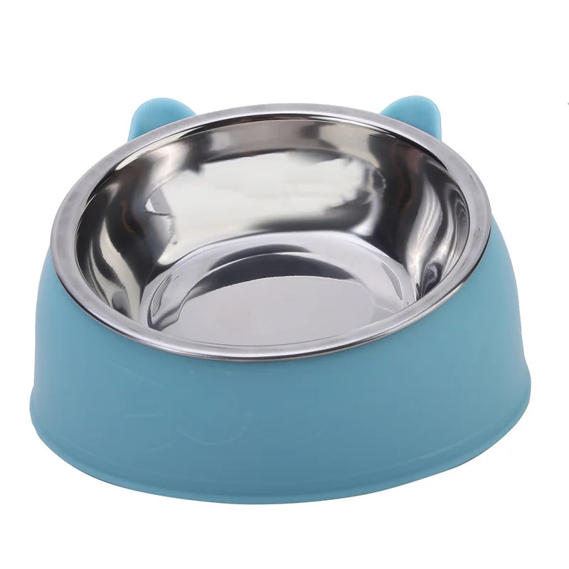 High Concerned Stainless Steel Cat Bowl Inclined Feeding Dish