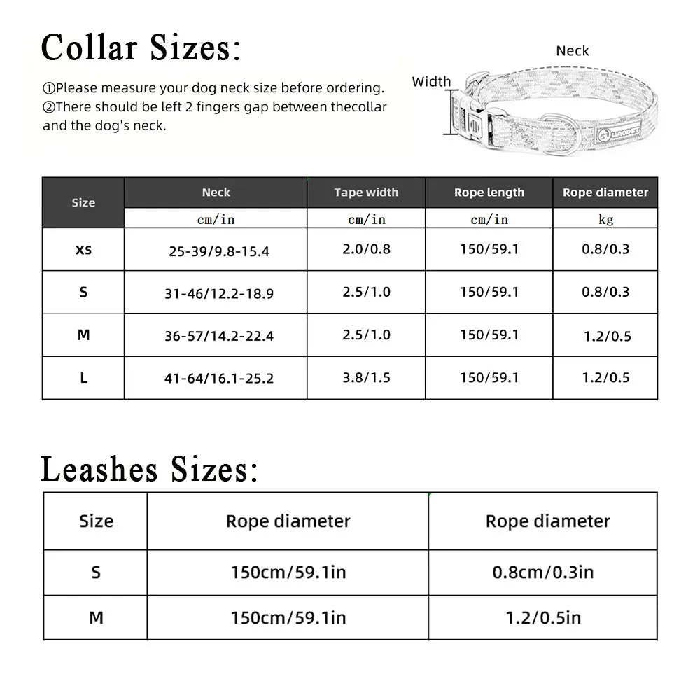 Dog Leash And Collar Set Reflective Quick Release For Dogs