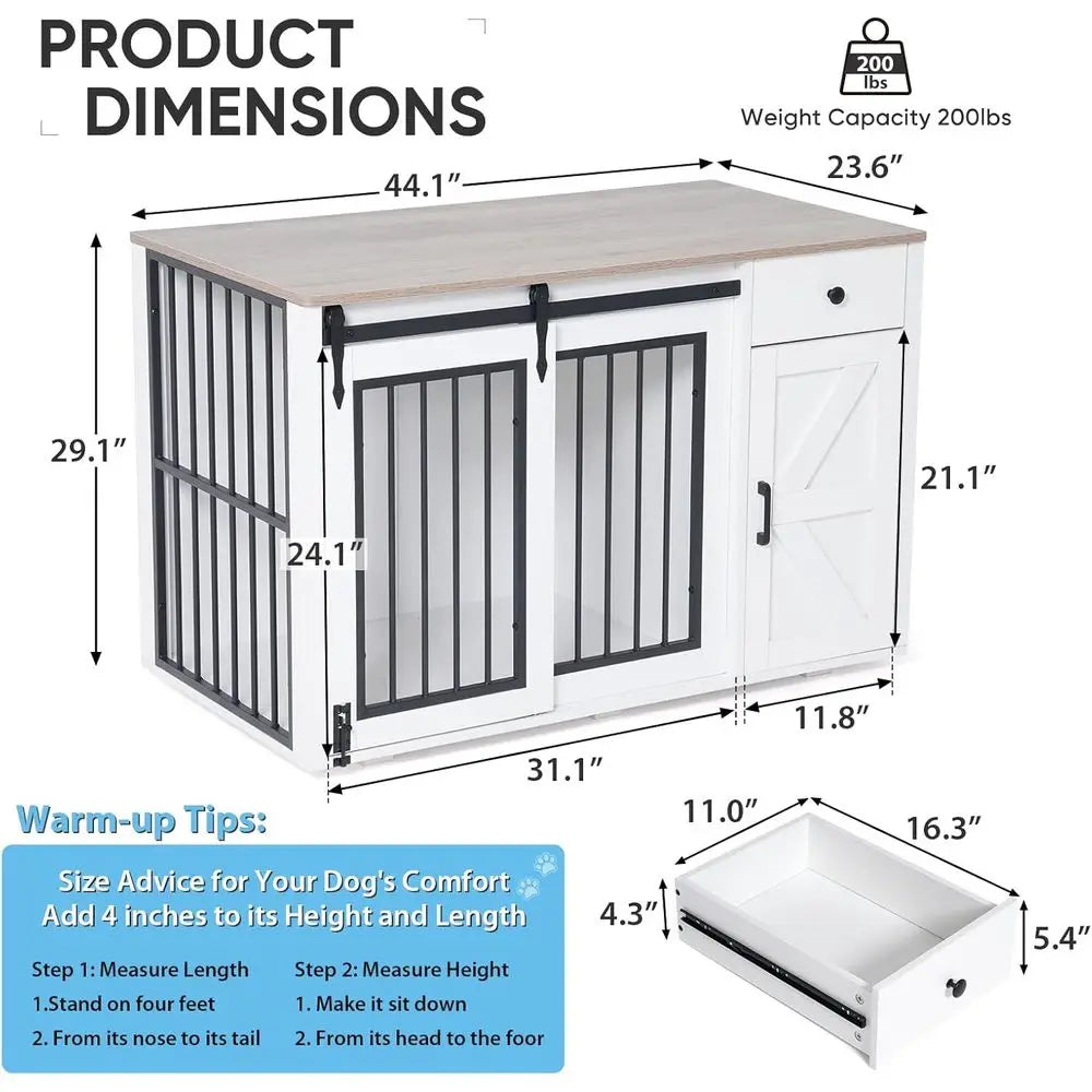 Indoor Dual Function Furniture Style Dog Crate With Storage Drawer