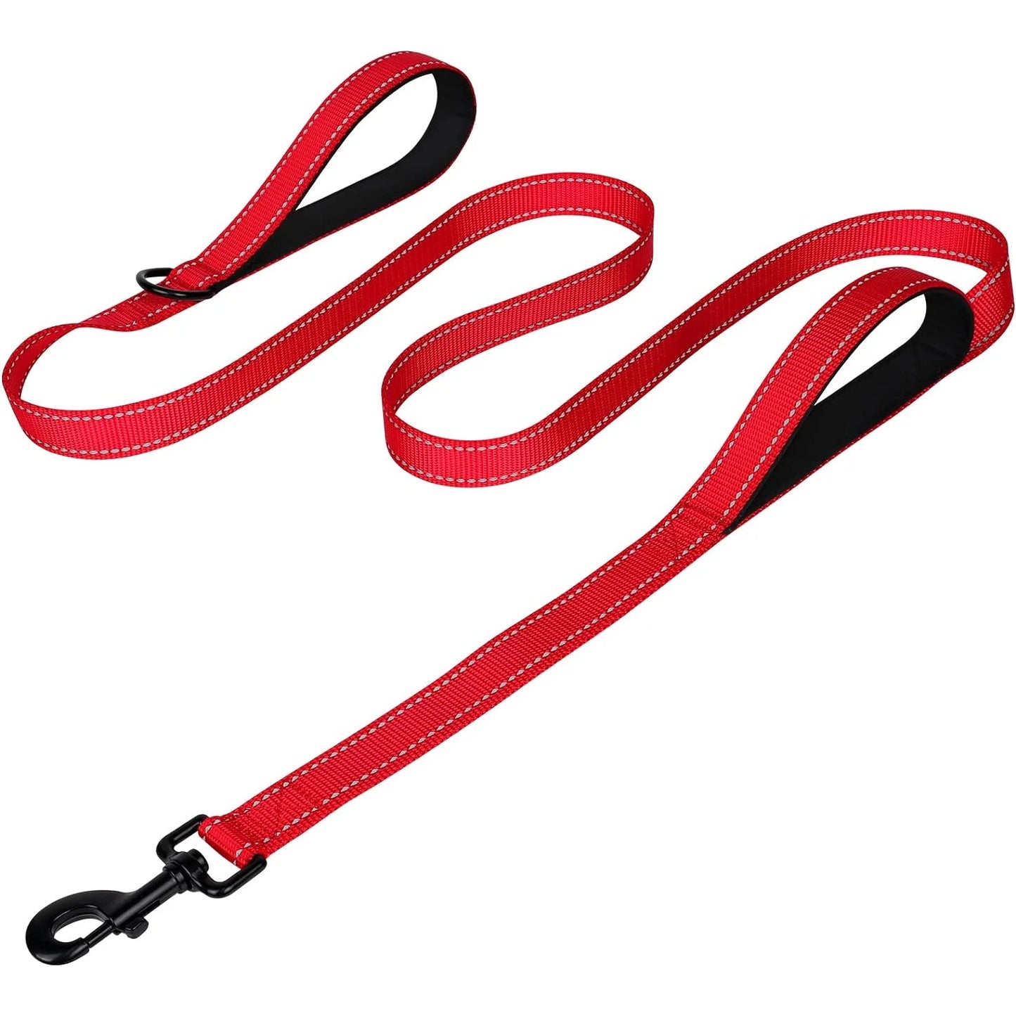 Heavy Duty Double Handle Reflective Dog Leash For Large Breeds