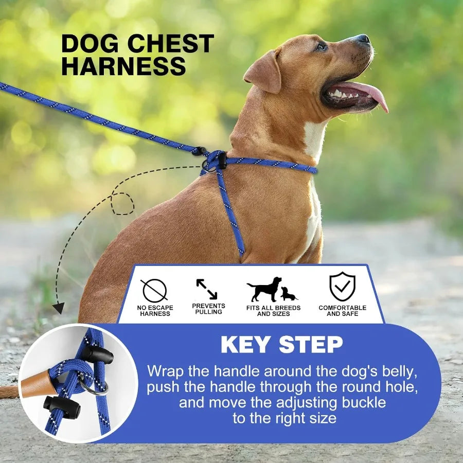 3 In 1 Adjustable No Pull Harness Reflective Leash Collar