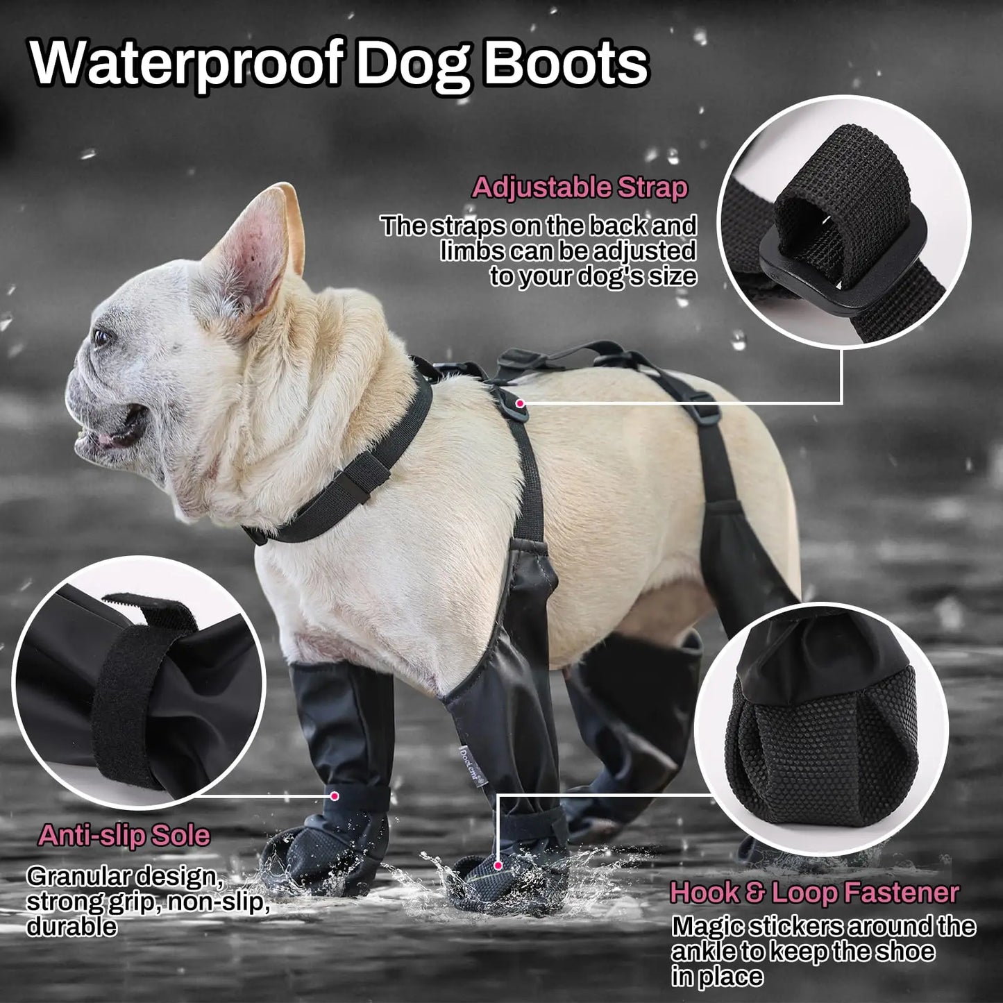 NONECN Dog Full Leg Waterproof Boots Non Slip Rain Shoes
