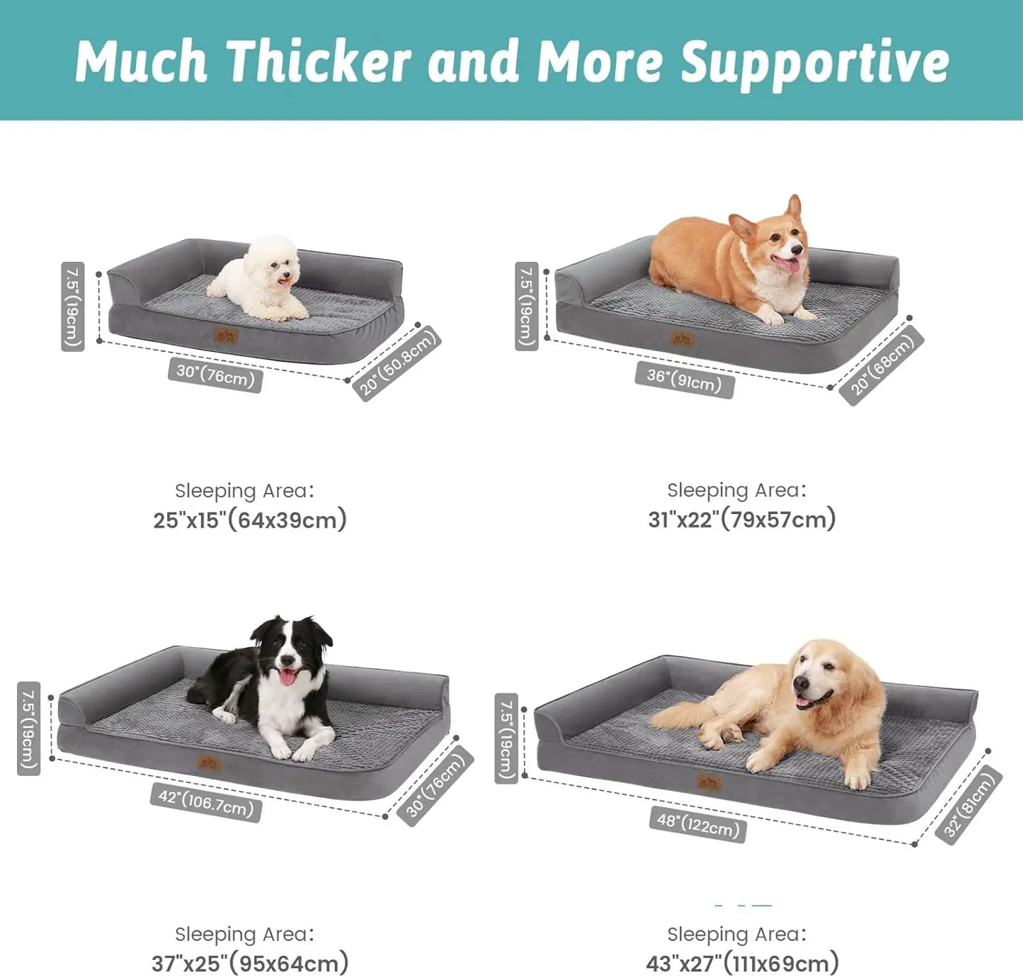 Orthopedic Dog Bed L Shaped Foam Sofa With Washable Cover
