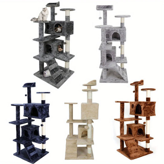 Four Tier Cat Tree Tower With Plush and Sisal Posts