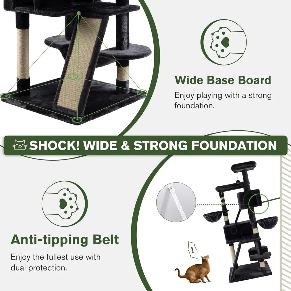 DAFIFY Three Tier Cat Tree Plush Perches Sisal Posts Hammock