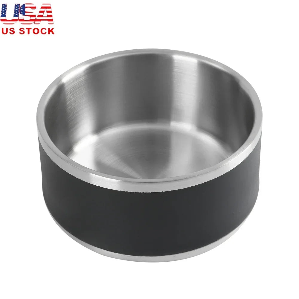 Hign-concerned Stainless Steel Double Wall Dog Feeding Bowl Non Skid