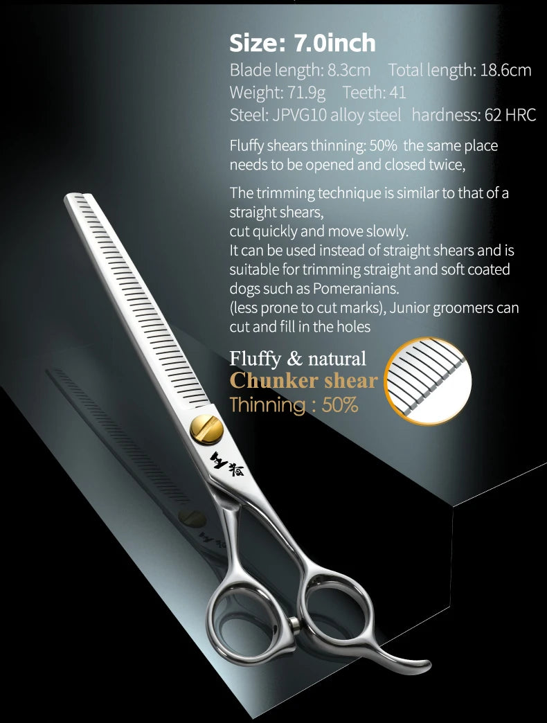 Fenice King Series VG10 Steel Dog Grooming Scissors Straight Curved Thinning
