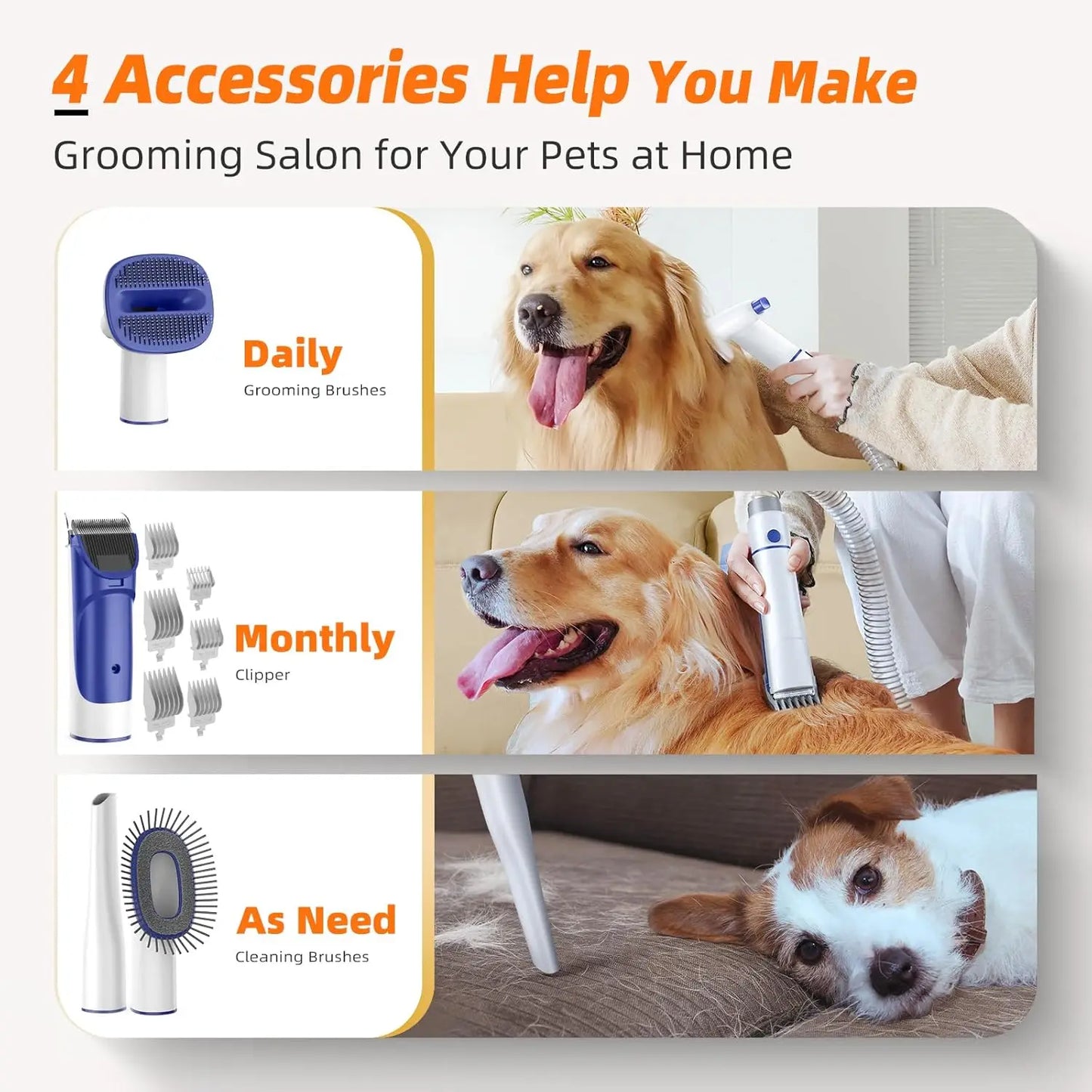 Pet Grooming Kit With Vacuum And Low Noise Hair Clipper