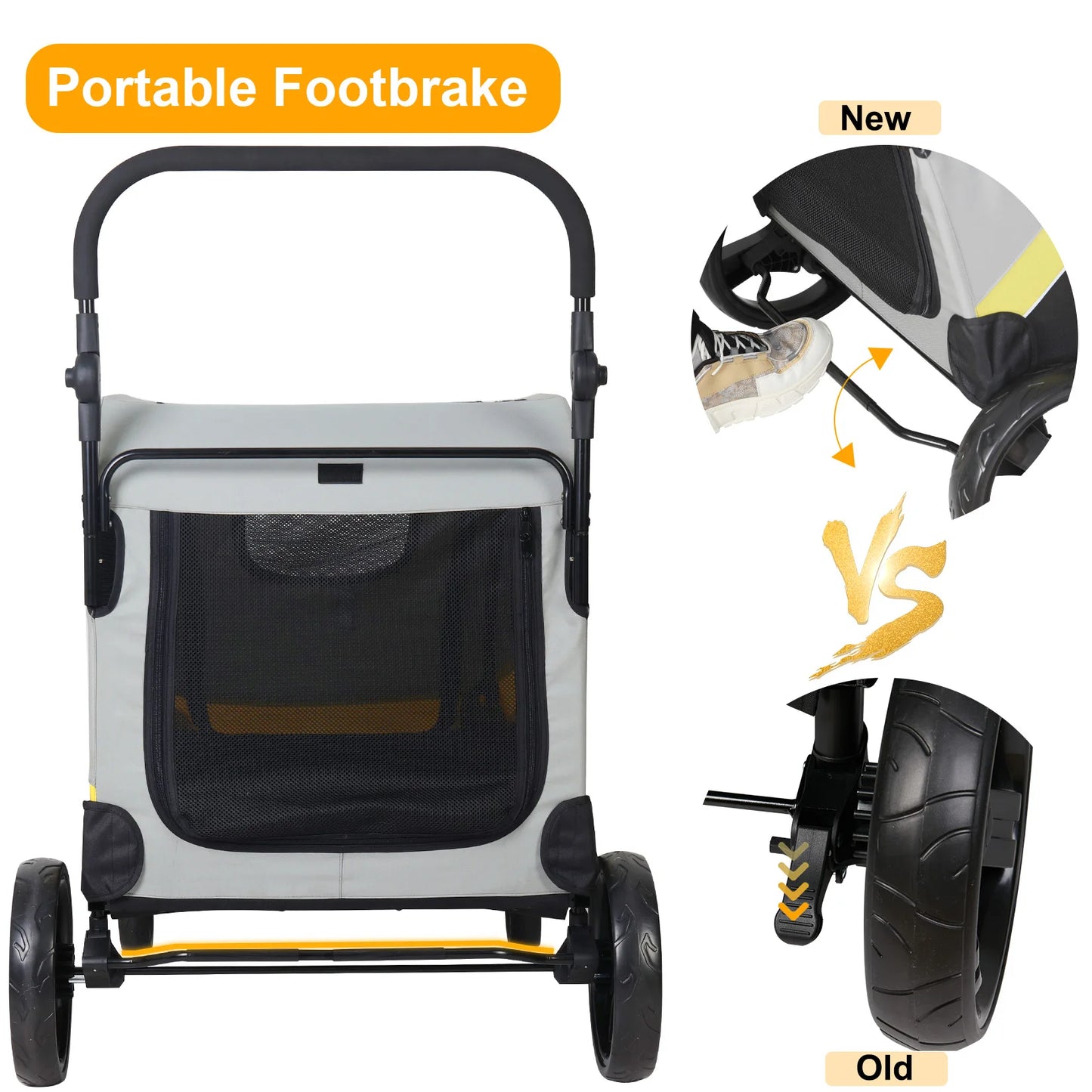 Premium Dog Stroller Pram 4 Wheel Foldable Travel Cart For Dogs