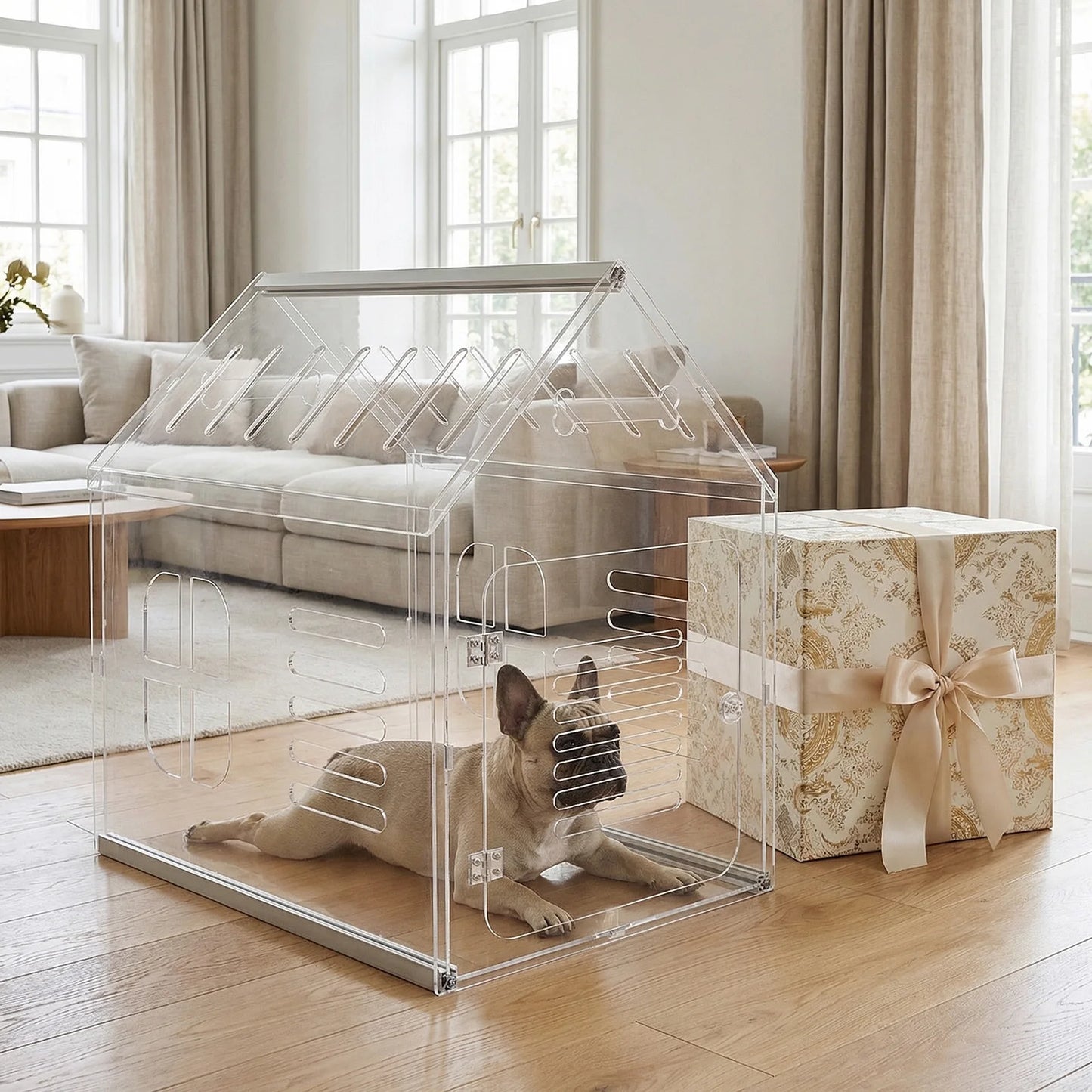 Acrylic Indoor Dog Kennel Lockable Ventilated Cage