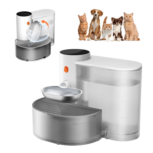 Booteely Stainless Steel Cat Water Dispenser Pouring Bowl