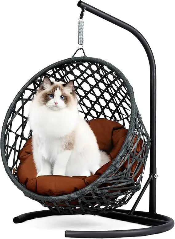 Indoor Pet Swing Bed With Aluminum Frame And Cushioned Hammock