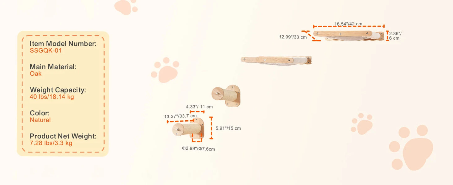SucceBuy Wall Mounted Cat Shelves And Perches Cat Tree