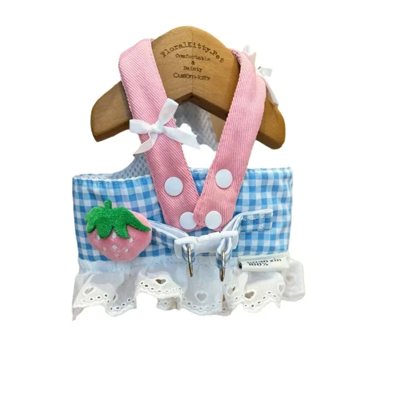 YTYINCN Strawberry Lace Dog Harness Leash Set Vest