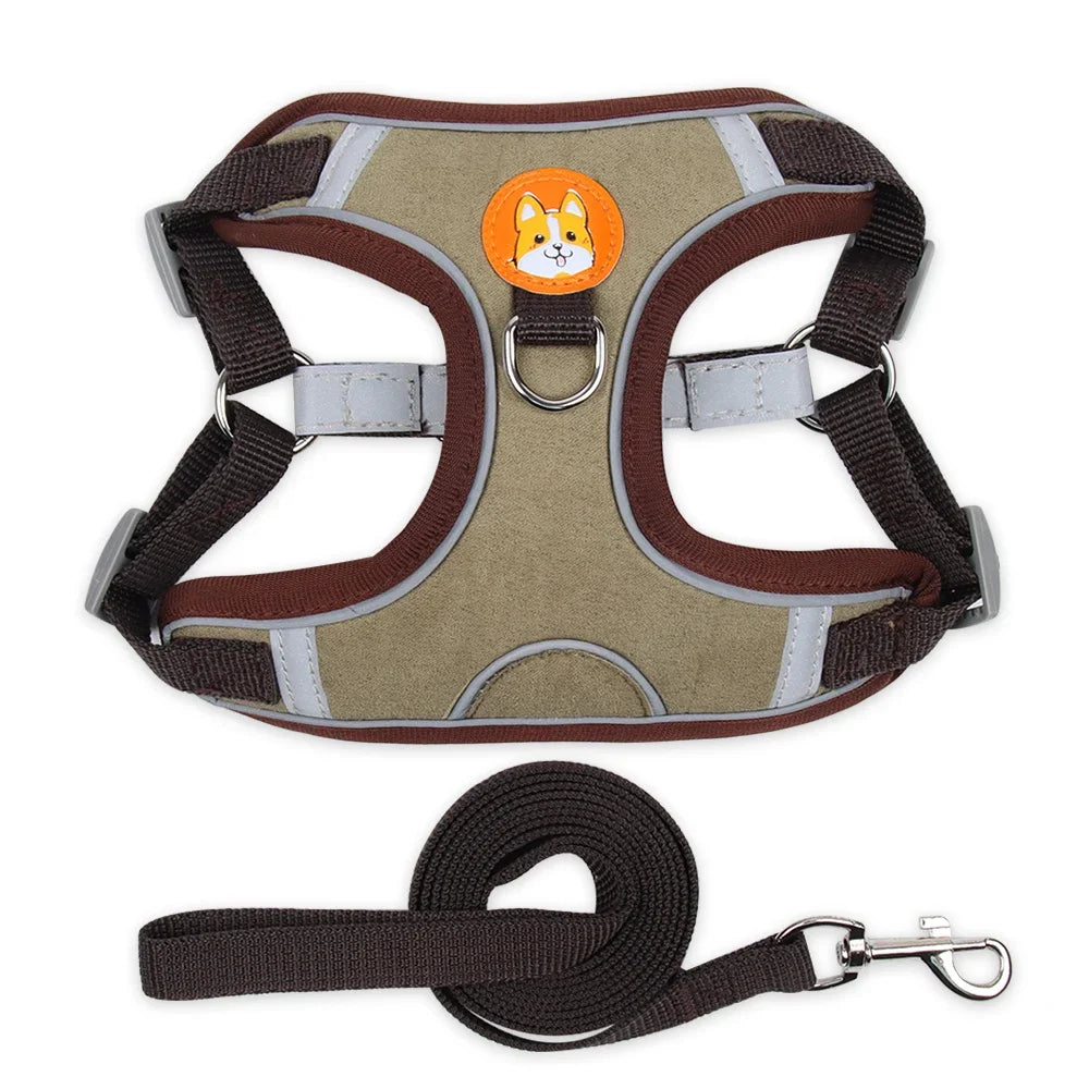 Adjustable Dog Harness And Leash Set Reflective For Pets Walking