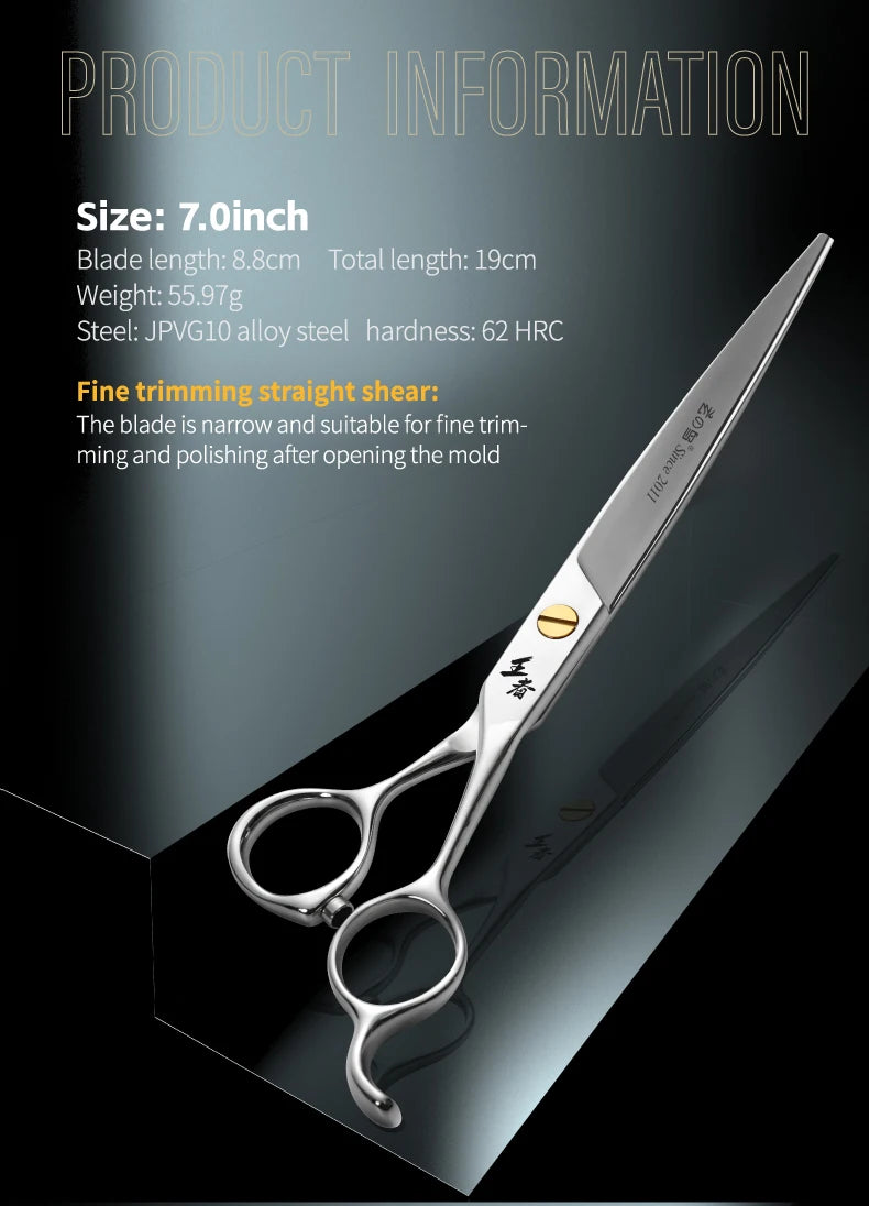 Fenice King Series VG10 Steel Dog Grooming Scissors Straight Curved Thinning